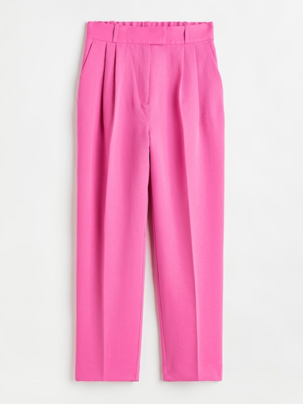 H&M Hot Pink High-Waist Pleated Trousers